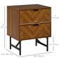 Bedside Table, Nightstand for Bedroom, End Side Table Dresser Storage with 2 Drawers, Walnut Brown