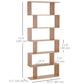 76" 6-Tier Geometric Wooden Bookcase S Shaped Storage Display Bookshelf Modern shelf Open Concept Living Room Home Office Furniture, Maple