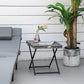 Rattan Coffee Table Folding Patio Outdoor Side Table Wicker for Balcony, Porch, Poolside, 15.75"x15.75"x15.75", Grey