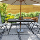 Rectangle Outdoor Dining Table for 6, with 1.7" Umbrella Hole, Easy Clean DPC Plastic Tabletop, 55" x 31.5" x 28"