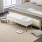 44" Lamb's Wool-Feel Upholstered Bedroom Bench, End of Bed Bench with Thick Padded Cushion and Steel Legs, Cream White