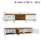 TV Stand with Three Doors and Sturdy Wooden Legs, Raised Edge for Safety, Easy to Install, 63" L x 15.5" W x 19.5" H, White+Natural