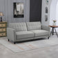 Convertible Bed with Couch, Button Tufted Fabric Sofa Bed with Adjustable Back for Living Room, Grey