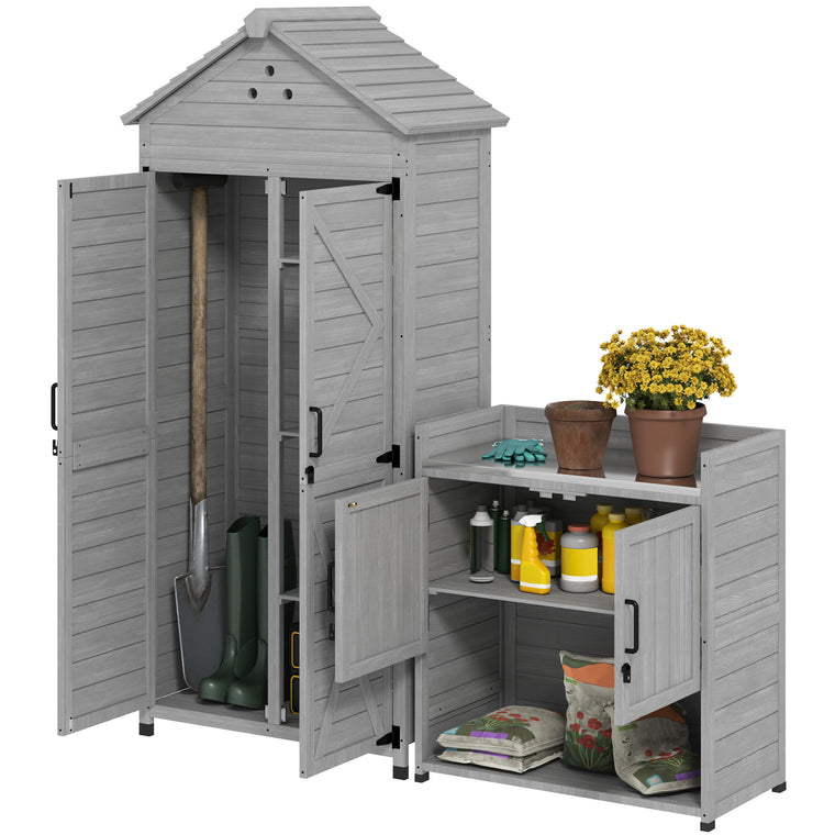 Wood Storage Cabinet with Shelves and Vents