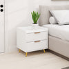 Bedside Table, Nightstand with 2 Drawers, Side End Table with Metal Legs for Bedroom, White