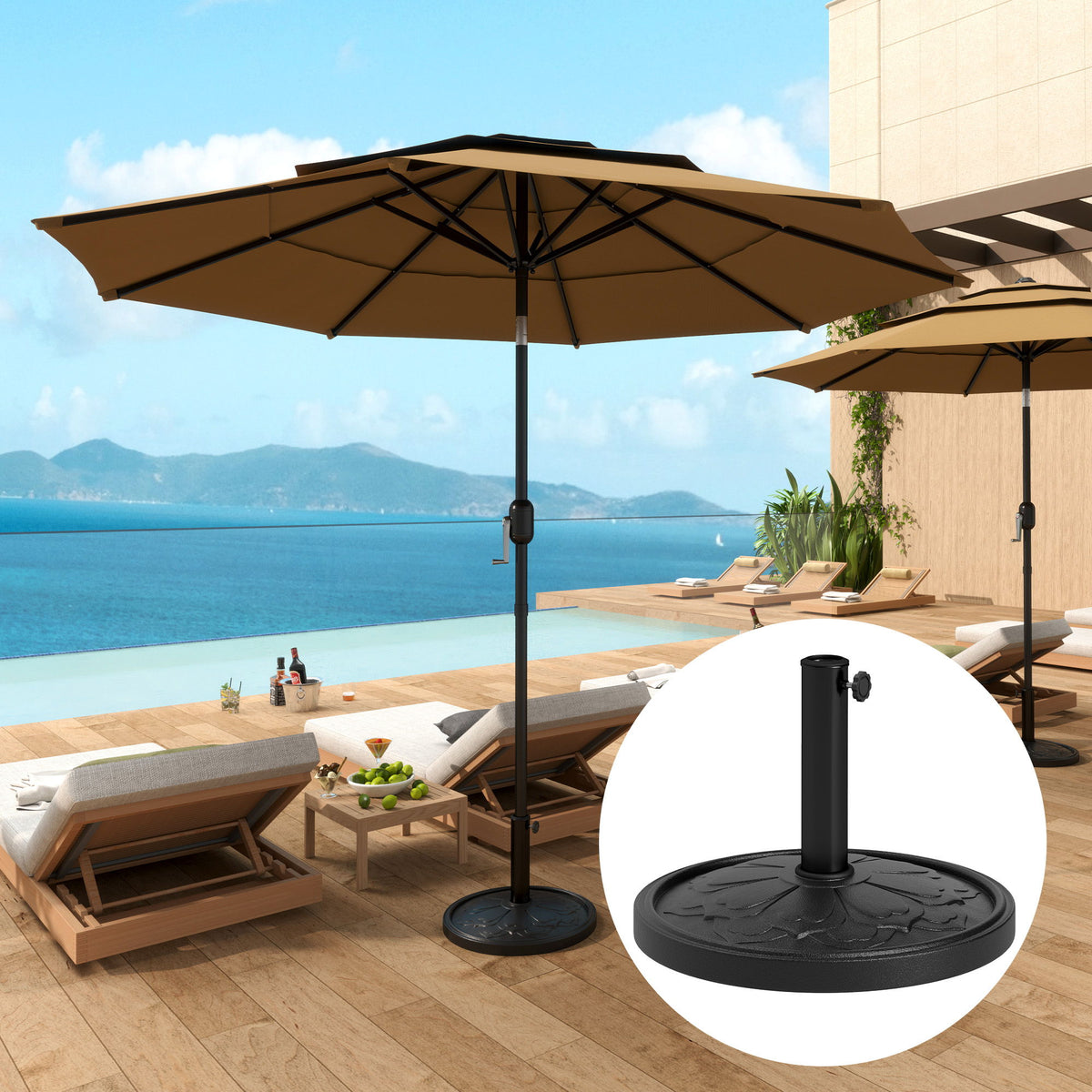26 lbs Resin Round Patio Umbrella Base, Umbrella Stand Base, Outdoor Umbrella Stand for Outdoor, Lawn, Poolside