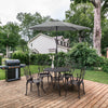 5 Pieces Outdoor Dining Set, Cast Aluminium Patio Table and Chairs with Parasol Hole, Patio Dining Set for 4, Brown
