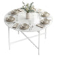 Folding Dining Table for 3-6 People, 47" Round Drop Leaf Kitchen Table with Steel Frame, White