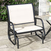 Patio Glider Outdoor Glider Chair with Breathable Mesh Seat & Backrest, Armrests and Metal Frame, Cream White