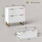 Lateral File Cabinet with 2 Drawers, Modern Filing Cabinet for Letter/A4/Legal Size Files, High Gloss White