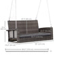 2-Person Patio Porch Swing Chair, Outdoor Rattan Hanging Bench with Cushion & 7.2 ft Steel Chains, Grey