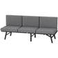 3-in-1 3-Seater Outdoor Sofa, Lounge Chair with 5-Position Adjustable Back, Patio Loveseat with Folding Table, Grey