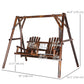 Wooden 2-Seat A-Frame Porch Swing Rustic Patio Bench Outdoor Furniture w/ Table