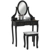 Vanity Desk with Rotating Mirror, 5 Drawers and Stool - Black