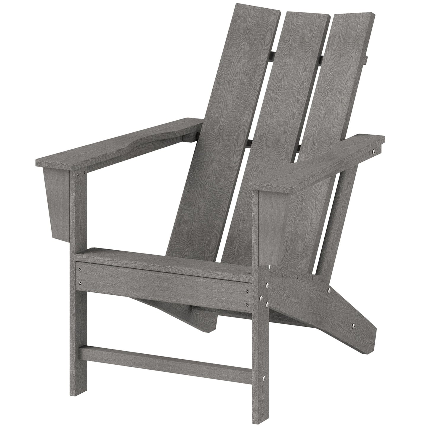 HDPE Plastic Adirondack Chair, Muskoka Chair with High Back and Wide Armrests for Fire Pit, Patio, Porch, Dark Grey