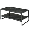 2-Tier Coffee Table with Storage Shelf - Black