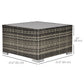 Rattan Garden Coffee Table, 25.6" Square Garden Rattan Table with Tempered Glass Top, Deep Grey