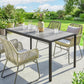 Outdoor Dining Table for 4-6, 59" Outdoor Patio Table with Metal Legs, Wood-Effect Top, Grey