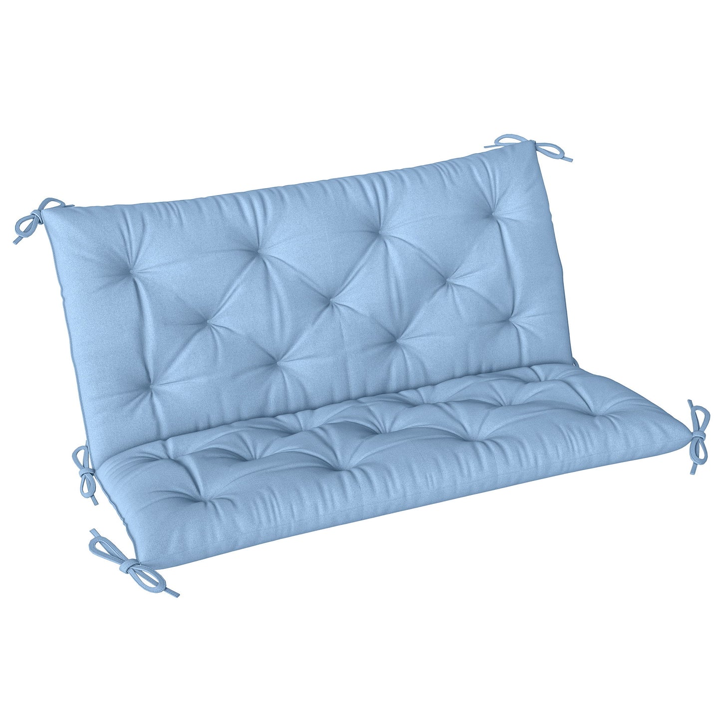 Garden Bench Cushion with Backrest, Non-Slip 2 Seater Soft Pad with Ties, Blue