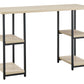 Waylowe - Natural / Black - Home Office Desk - Double-Shelf Pedestal