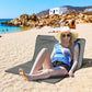 Set of 2 Sun Lounger Beach Mat Folding Lounge Chair Mat with Adjustable Back Steel Frame Head Pillow Carry Bag Grey
