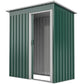 5 x 3 FT Outdoor Storage Shed with Sliding Door and Sloped Roof, Steel Frame Garden Shed Tool Equipment, Green