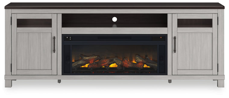 Darborn - 88" TV Stand With Electric Infrared Fireplace Insert - Gray / Brown