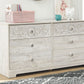 Paxberry - Whitewash - Six Drawer Dresser - Vinyl-Wrapped