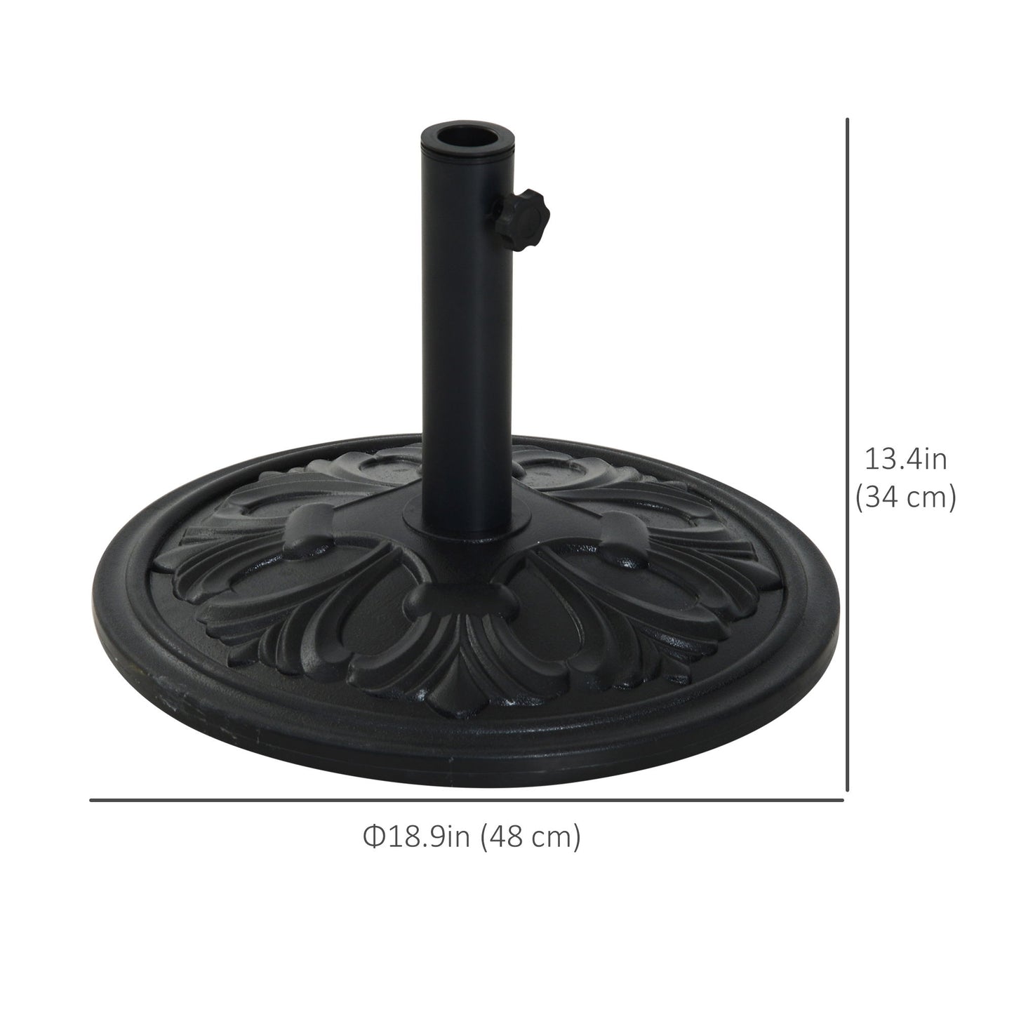 29lbs Cement Round Umbrella Base Heavy Duty 19" HDPE Parasol Stand, Black