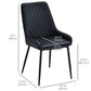 Set of 2 Tufted Dining Chairs with Steel Legs - Black