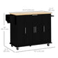 Rolling Kitchen Island Cart with Drawers - Black