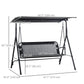 2-Person Porch Swing Chair, 2 Seater Patio Swing Bench w/ Adjustable Canopy, Breathable Seat for Garden, Poolside, Black