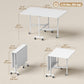 6-Seater Drop-Leaf Dining Table with Wheels - White