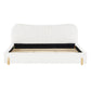 Modern Minimalist Upholstered Bed with Padded Headboard, Upholstered Platform Bed with Rubberwood Legs, 86'' L x 81.5'' W x 34.5'' H, White