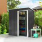 5 x 3 FT Outdoor Storage Shed with Sliding Door and Sloped Roof, Steel Frame Garden Shed Tool Equipment, Black