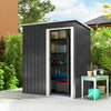 5 x 3 FT Outdoor Storage Shed with Sliding Door and Sloped Roof, Steel Frame Garden Shed Tool Equipment, Black