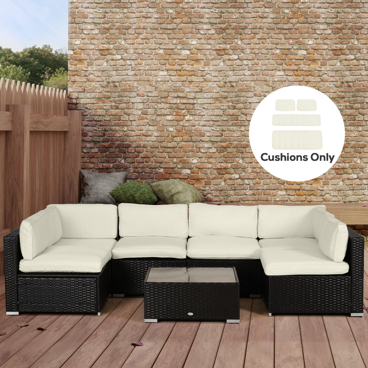 Outdoor 14pc Patio Rattan Sofa Set Cushion Polyester Cover Replacement Set - No Cushion Included, Cream White