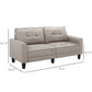 3-Seater Sofa, Mid-Century Linen Couch with Upholstered Seat, Button-Tufted Back Cushion and Rubber Wood Legs for Living Room, Bedroom, Beige