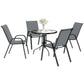 Five-Piece Steel Patio Set, with Glass-Top Table - Dark Grey