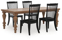 5 Pc. Table, 4 Black Chairs