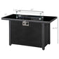 Propane Fire Pit Table 43in Outdoor Fire Table, 50,000 BTU Pulse-Ignition Wicker Firepit Furniture with Glass Wind Guard, Blue Glass Rock, CSA Certification, Black