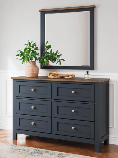 Landocken - Brown / Blue - Dresser and Mirror - Forward Furniture