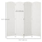 6ft Folding Room Divider, 4 Panel Wall Partition with Wooden Frame for Bedroom, Home Office, White
