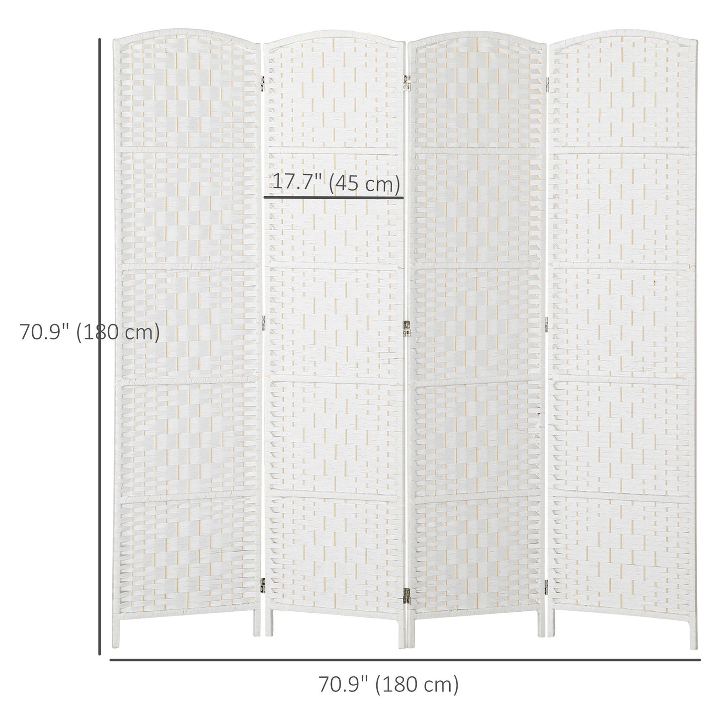 6ft Folding Room Divider, 4 Panel Wall Partition with Wooden Frame for Bedroom, Home Office, White