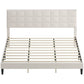 King Platform Bed Frame with Upholstered Headboard - Cream