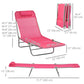 Set of 2 Folding Chaise Lounge Chairs, Outdoor Poolside Sun Tanning Chairs w/ Pillow, Reclining Backrest, Pink