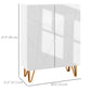 Narrow Shoe Storage Cabinet with Soft-Close Hinges and Adjustable Shelves for 15-20 Pairs of Shoes, High Gloss White