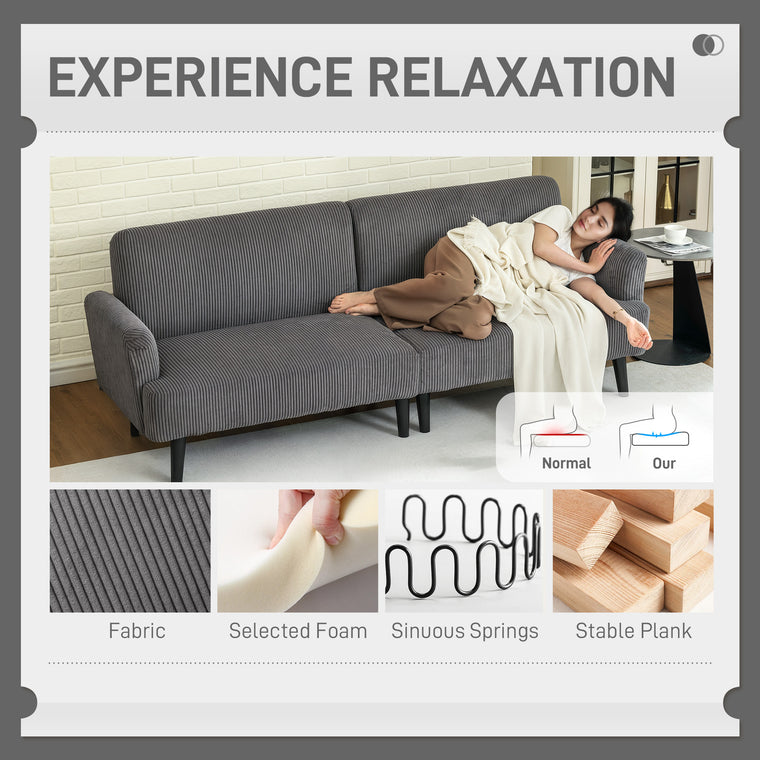 3-Seater Corduroy Loveseat with Rubberwood Legs