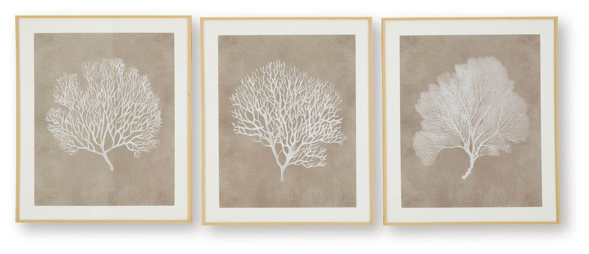 Hendridge - Wall Art Set (Set of 3) - Taupe / White