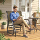 Patio Glider Outdoor Glider Chair with Breathable Mesh Seat & Backrest, Armrests and Metal Frame, Light Mixed Brown